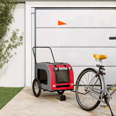 Gossi remorca bicicleta animale companie, rosu/gri textil oxford/fier
