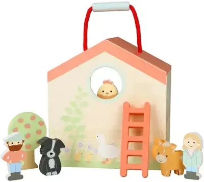 Set de joacă Orange Tree Toys - Fermă din lemn cu animale