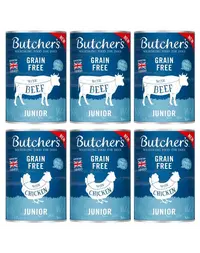 BUTCHER'S Original Junior Mix arome pentru catei 6x400g bucati vita si pui in aspic