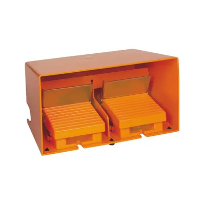 Intreruptor Pedala Dublu - Ip66 - Cu Capac - Metalic - Portocaliu - 2Ni + 2Nd