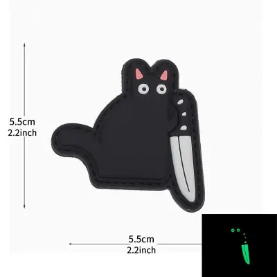 Patch Purrminator – Glow Edition velcro PVC - NEGRU