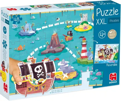 Puzzle cu două fețe Goula din 48 XXL piese - Pirați