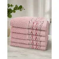 Set 5 prosoape medii, Wander, 50x90cm, din 100% bumbac pakistanez, 470g, Roz prafuit