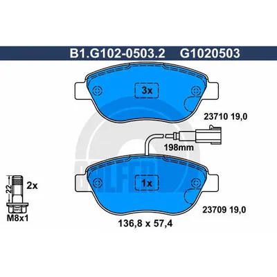 Set placute frana, frana disc GALFER B1.G102-0503.2