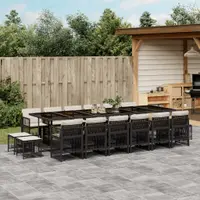 Gossi set mobilier de gradina cu perne, 17 piese, negru, poliratan