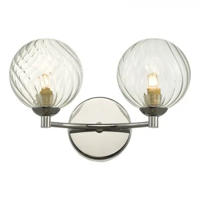 Aplica Izzy 2 Light Wall Light Polished Chrome Twisted Glass
