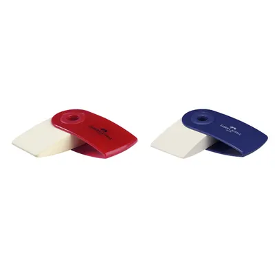 Radiera creion, Sleeve Mini, Faber-Castell, rosu/albastru