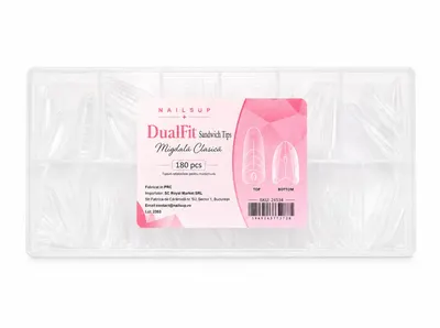 Tipsuri Reutilizabile NAILSUP Sandwich DualFit – Migdală Clasică, 180 bucăți