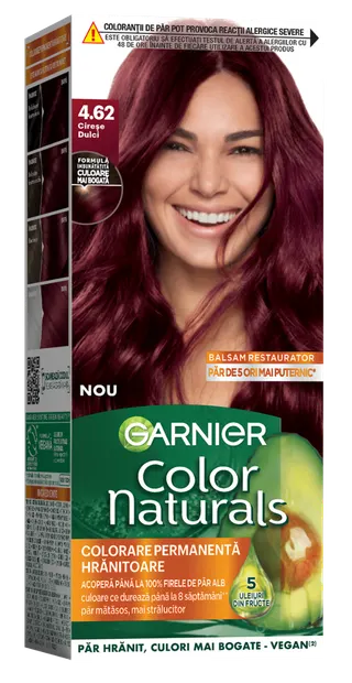 Vopsea de par permanenta Color Naturals 4.62 Cirese Dulci, 112ml, Garnier