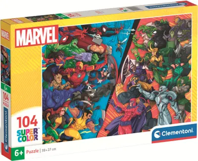Puzzle pentru copii Clementoni din 104 piese - Eroi vs. Răufăcători