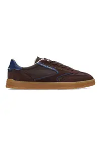 Pantofi sport de piele intoarsa cu garnituri sintetice - Maro inchis/Albastru inchis