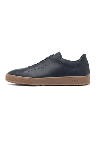 Pantofi sport low-cut din piele - Bleumarin