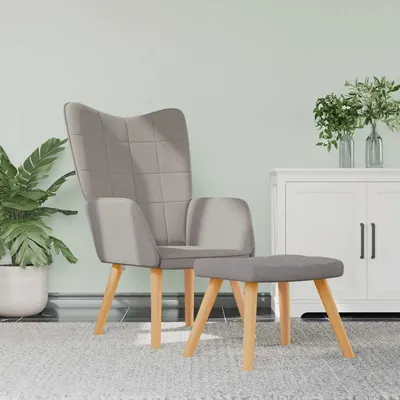 vidaXL Scaun de relaxare cu taburet,taupe, textil