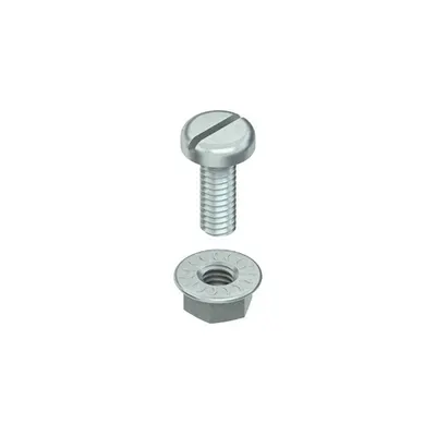 surub cu cap plat cu fanta M6 conform. conform DIN EN ISO 1580 incl. piulita cu flansa dintata conform. conform DIN 1661 ZKM 6X16