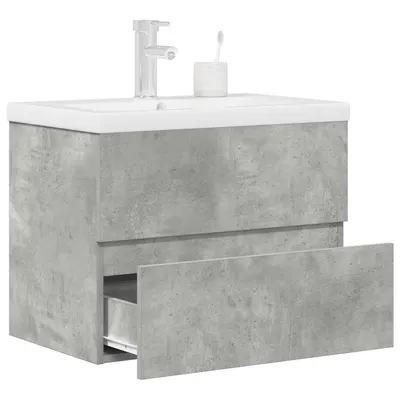 Gossi set mobilier de baie, 2 piese, gri beton, lemn compozit