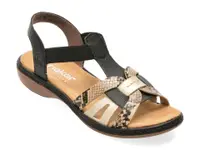 Sandale RIEKER negre, 65918, din piele ecologica