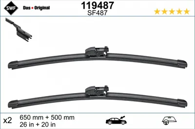 Lamela stergator fata (2 buc) Visioflex 650 500mm potrivit BMW IX3 (G08), X3 (G01), X3 (G01, F97, G08), X4 (G02, F98); JAGUAR E-PACE 08.17
