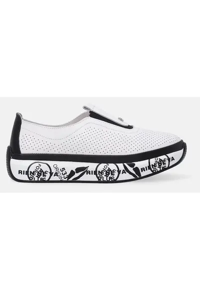 Pantofi sport slip-on din piele cu design perforat