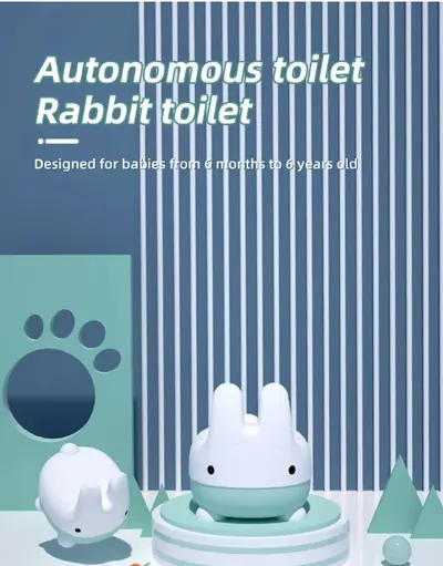 Olita Little Mom Cute Rabbit Blue 2in1 multifunctionala, ergonomica, margini rotunjite, baza stabila, vas-colector detasabil