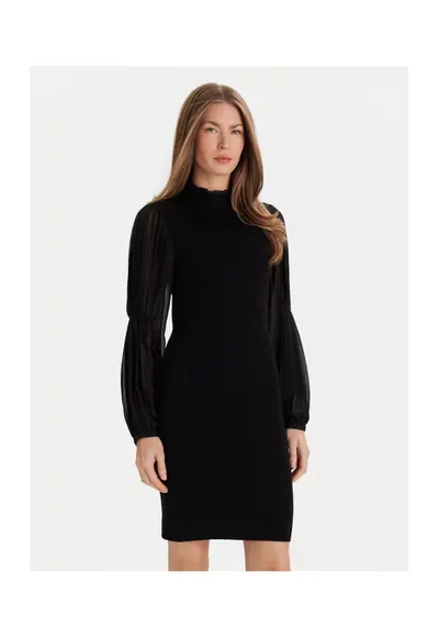 Rochie tricotata de dama - negru - fabricata din material de calitate