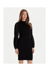 Rochie tricotata de dama - negru - fabricata din material de calitate