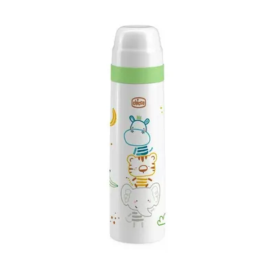 Termos lichide, Chicco, Mentine temperatura 5 h, Capacul utilizabil ca si canuta, Din otel inoxidabil, durabil, Design cu animalute, Alb
