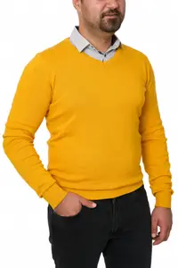 Pulover barbat in anchior, Glory, galben arama (Marime pulover: 2XL)