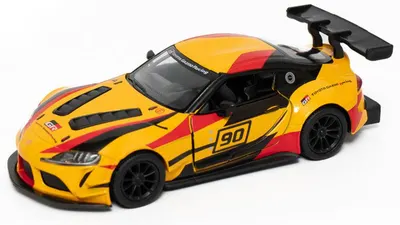 Mașinuță metalică Kinsmart - Toyota GR Supra Racing Concept, #90, 1:36, galbena