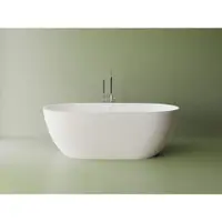 Cada freestanding compozit Marmite Lagos, 167 x 81 cm, ovala, alb lucios, cu preaplin.