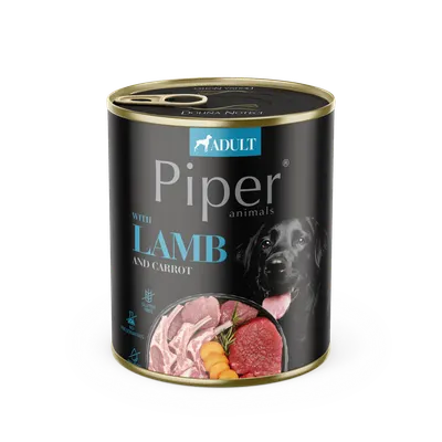 Hrana umeda pentru caini PIPER DOG, miel si morcov, 800g