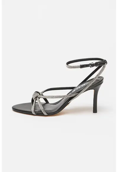 Sandale stiletto cu strasuri - Negru