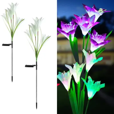 Set 2 Lampi Solare Decorative Tip Crini Albi cu LED M374-23, 70cm, Lumina Eleganta, Design Elegant si Functionare Automata