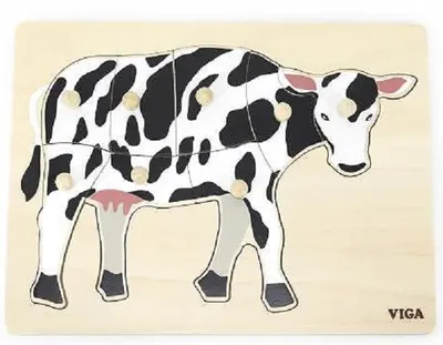 Puzzle educațional Montessori Viga - Vaca