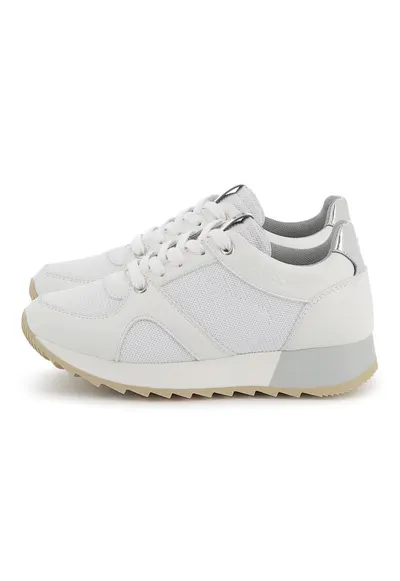 Pantofi sport cu garnituri din piele ecologica - Alb murdar