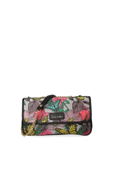 Geanta crossbody cu segmente cu model Bardonia - Gri/Galben/Portocaliu