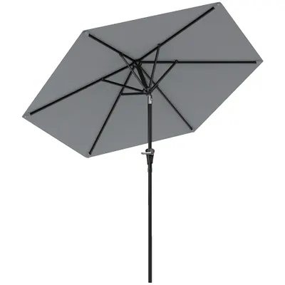 Outsunny Umbrelă Inclinabilă pentru Grădină și Terasă 2.3x2m cu Deschidere Ușoară prin Manivelă, Structură Metalică și 6 Stinghii, Gri | Aosom Romania