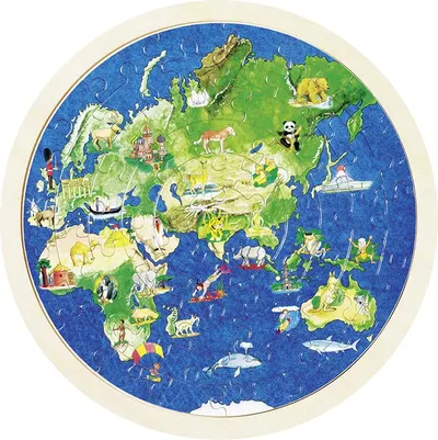 Puzzle din lemn Goki - Glob