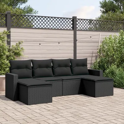 Gossi set mobilier de gradina cu perne, 6 piese, negru, poliratan