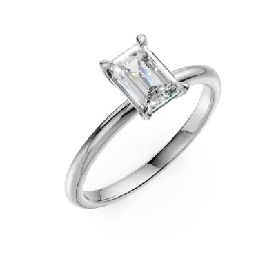 Inel de logodna din aur alb cu un diamant emerald solitaire de 0.7ct