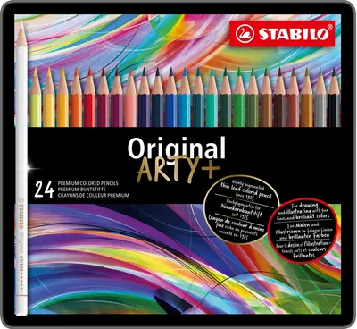 Creioane colorate Stabilo Arty - Original, 24 culori , cutie metalică