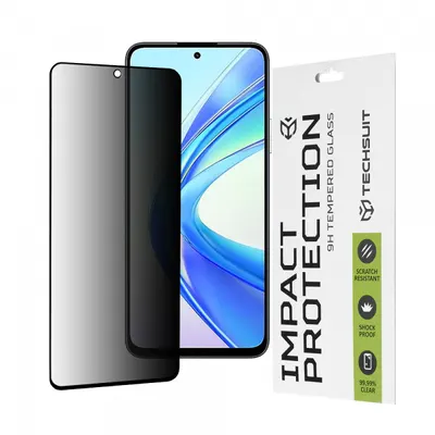 Folie de protectie Ecran Privacy Techsuit pentru Honor X7b 5G / 90 Smart / X7b 4G, Sticla Securizata, Full Glue, 111D