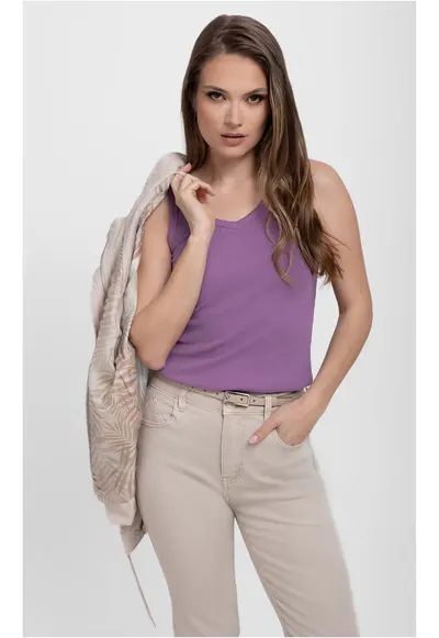 Top T-Ida pentru femei - violet cu nervuri - slim-fit - Violet