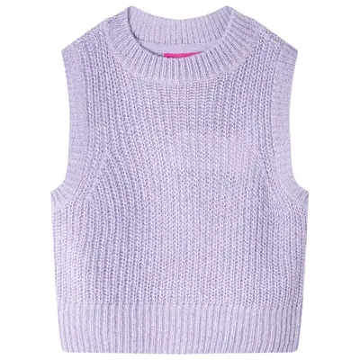 Vestă pulover pentru copii tricotată, liliac deschis, 92