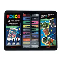 Set 20 markere cu vopsea Posca Pop Colours in cutie metalica