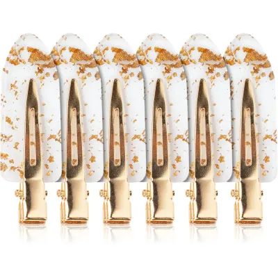 Brushworks Gold Flake No Crease Clips agrafe de par transparente 6 buc