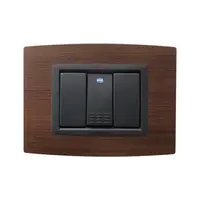 Placa Vitra lemn nuc natural, 3 module, mod comanda gri