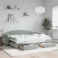 Gossi pat de zi cu extensie si sertare, gri deschis 80x200 cm catifea