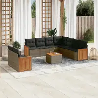 Gossi set mobilier de gradina cu perne, 10 piese, gri, poliratan