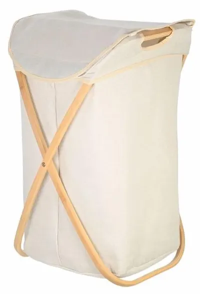Coș de rufe Estia - Bamboo Essentials, pliabil, 40 x 40 x 70 cm, bej