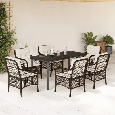 Gossi set mobilier de gradina cu perne, 7 piese, maro, poliratan